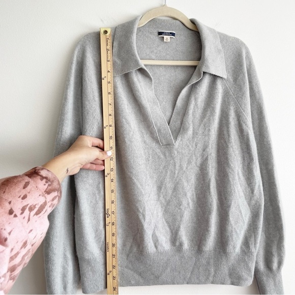 J. Crew Cashmere Collared V Neck Pullover Sweater medium Gray Minimalist luxury - Picture 5 of 9